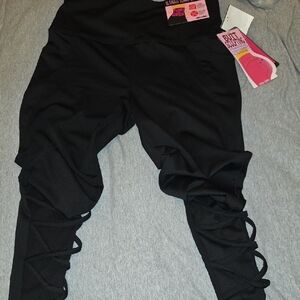 Black Lace-Up Leggings